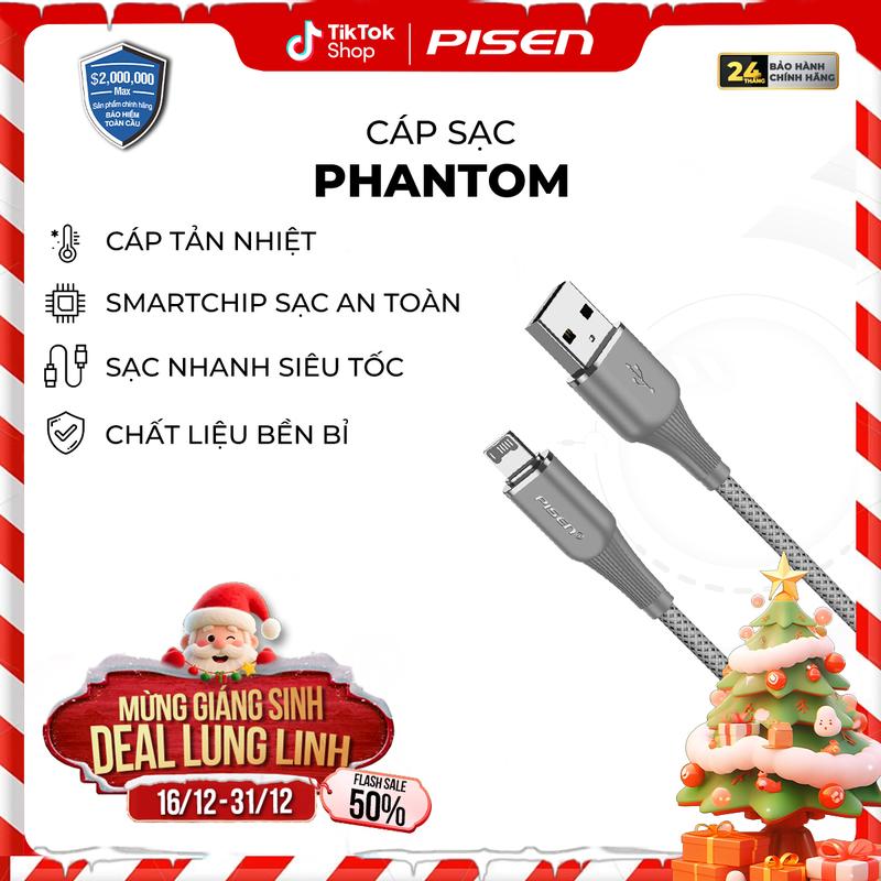   PISEN  Cáp Sạc PISEN Phantom Type-C USB-A Titanium - TC-FC31-1000  GLB  - Bền Bỉ Sạc Nhanh & An Toàn 