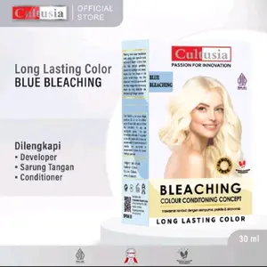 Cultusia Bleaching 30ml - Long Lasting Color Blue Bleaching Dilengkapi Developer Sarung Tangan & Conditioner Haircare