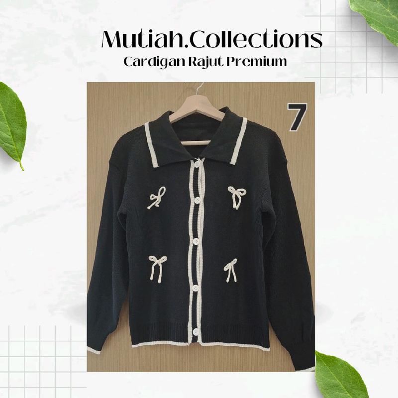 MC/Cardigan rajut Premium wanita Coquette motif pita atasan cardy lengan panjang top cewek 0