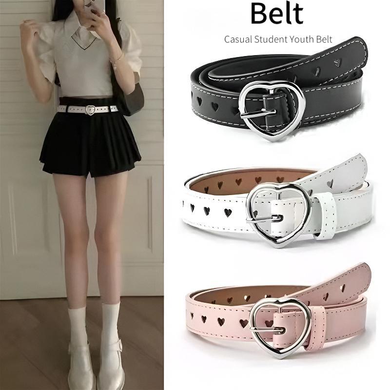 Thắt Lưng Không Đục Lỗ, Dành Cho Nữ, Khóa Kim Tình Yêu, Đơn Giản Và Dễ Phối Đồ Thời Trang, Đồ Trang Trí y2k