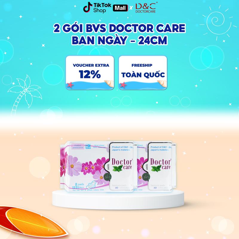 2 gói Băng vệ sinh ban ngày thảo dược D&C Doctor Care  mát lạnh 24cm - 1 gói 8 miếng