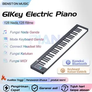 Benston Music - piano profesional 61 tombol, piano listrik pintar, keyboard portabel bluetooth 61 tombol, keyboard piano kecil