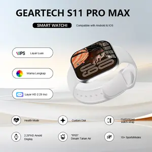 GearTech  Unisex Smart Watch 11 Pro Max Original GPS NFC Waterproof - 2.29" AMOLED Bluetooth Call Wireless Charging Free Wallpaper