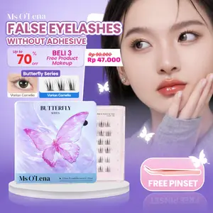 Ms O'Lena Bulu Mata Palsu Camellia Butterfly Series TANPA LEM Fleksibel Free Pinset | Blooming Eyes | Panjang 10-12mm 36 Cluster