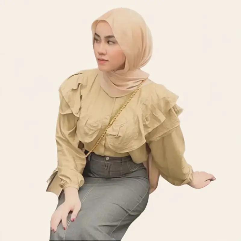 AMP ID Blouse Atasan Kemeja Wanita Kekinian Mewah Elegant Formal Dan Non Formal Blouse Rafella Baju Atasan Panjang Casual Remaja Muslim Basic Dewasa Simple Linen 2