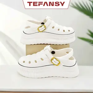 TEFANSY Sandal Wanita Sepatu Bertali Sepatu EVA Sandal Wanita Karet MurahMall Tumit Cewek Sendal Jelly Luofu