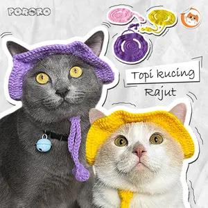 Pororo - Topi Rajut  Handmade Kucing Murah Lucu Aksesoris Hewan