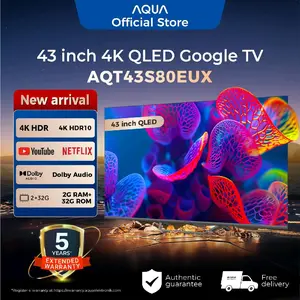 AQUA Elektronik TV AQT43S80EUX - 4K HDR - Google TV - Bezel Less - RAM 2GB ROM 32GB - Digital TV