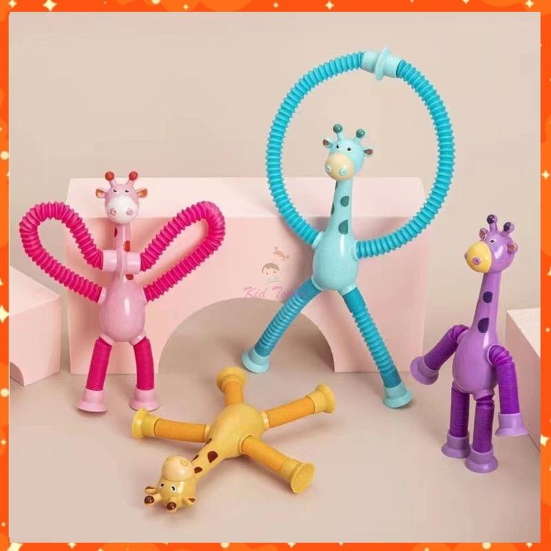 Hươu cao cổ lò xo kéo giãn kéo dài có đèn cho bé - Kid Tower