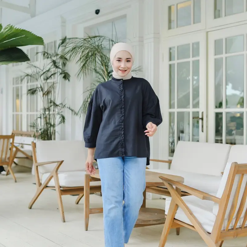 Zuribasic Nuna Blouse korean Style Bahan Katun Lenin 4