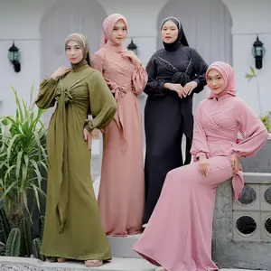 Ivani Dress Kondangan Mermaid Polos BerPayet By Dwiwarna Airflow Balon Wudhu Kancing Muslim Mutiara Muslim Mutiara