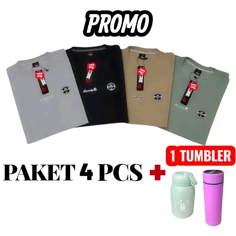 D'B35T by iepe Paket 4 PCS Kaos Distro Pria Semi Katun 24S Motif Simple M-L-XL-XXL-XXXL Casual Formal Nyaman Keren Baju Cowok Basic Polos Kerja Oblong Dewasa Santai Aesthetic Sablon Remaja Cewek