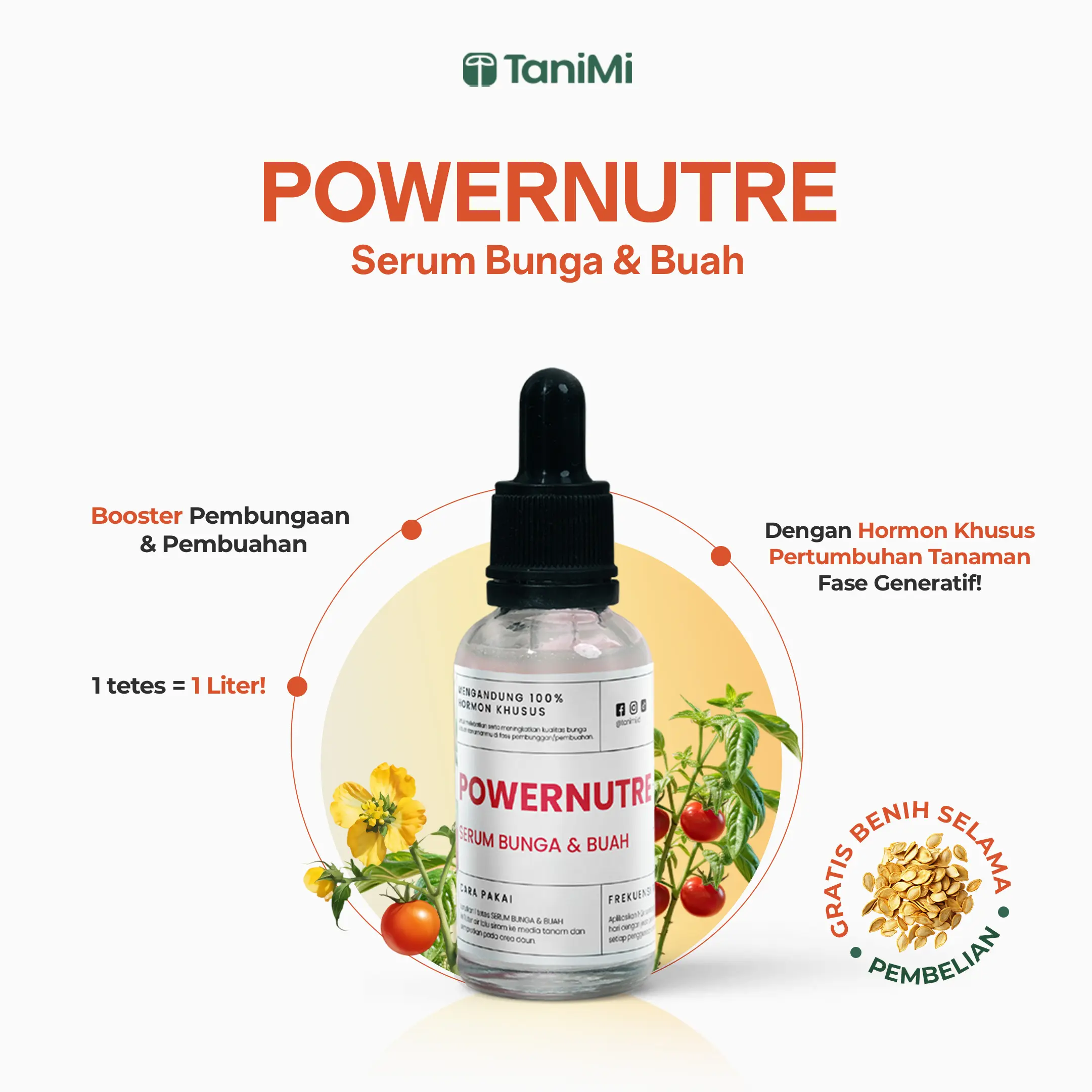 TANIMI - Hormon Pembesar Tanaman Bunga/Buah dan Mengatasi Rontok pada Bunga (POWERNUTRE SERUM BUNGA & BUAH)
