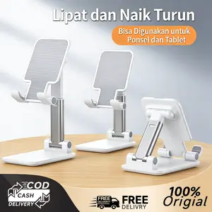 Dudukan HP Lipat Universal Rotasi 85 Derajat Sistem Lipat Portable Desain Kuat Bisa Diperpanjang untuk Smartphone Tablet Perangkat Lainnya Holder mobil phone standing Penyangga Handphone Desktop stand Multifungsi telepon dilipat light green hitam white