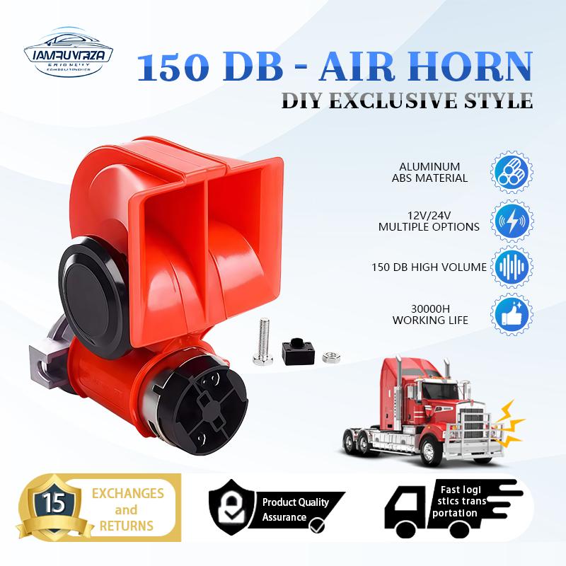 Còi xe hơi, Còi xe tải lớn, Còi xe hơi, Bộ còi không khí hình con ốc sên chạy điện, 12V, 150 dB, Thích hợp cho ô tô