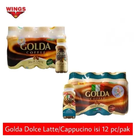 GOLDA COFFEE / KOPI SIAP MINUM / 1 PACK ISI 12 BOTOL / 200ML Latte Minuman Gula Vanilla Susu Kaleng 2