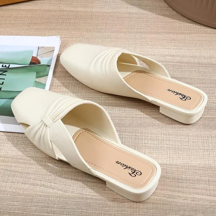 Dép Đế Bằng Lười, Dành Cho Nữ, WEE, Hàng Mới Về, Kiểu Nửa Giày, Thêm 1 Nếu Mũi Chân Phẳng DéP Nhung Shoes