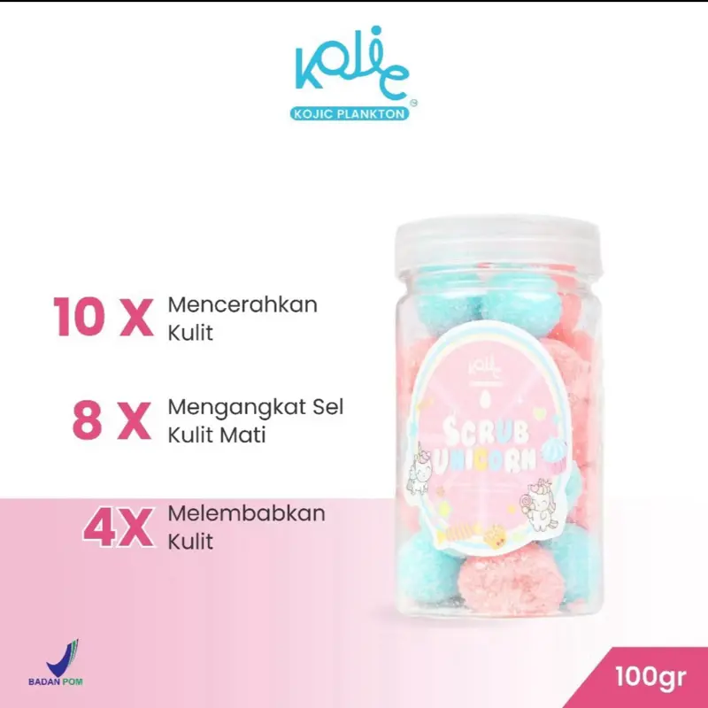 Kojic Plankton Unicorn Scrub isi 3 BUTIR ECER Lulur 1