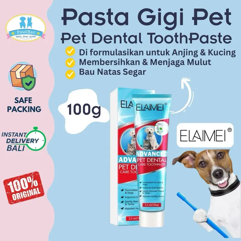 Elaimei Advanced Pet Dental Care Toothpaste for Dog and Cat 100gr | Pasta Gigi herbal untuk anjing dan kucing