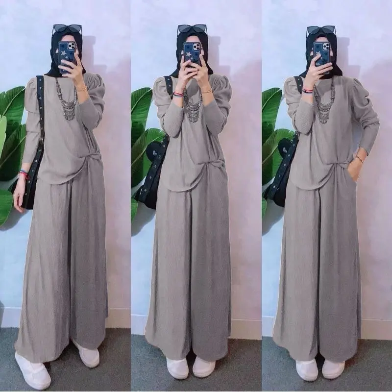 Setelan Wanita Madina Set Celana Cutbray Cringkle Premium Jumbo 5