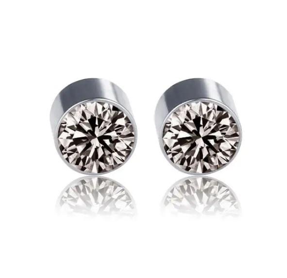 1 Pasang Anting Magnet Baja Tahan Karat Berlian Imitasi Kancing Telinga Tanpa Tindik Tanpa Telinga Besi Magnetik Kuat Pria Wanita 3