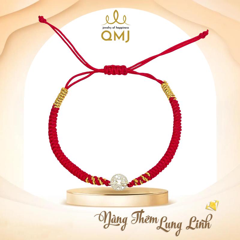 BẠC QMJ STORE - Q430 LẮC TAY LỘC PHÁT BẠC chỉ tơ ánh vàng charm kim tiền phay kim cương bạc Italy 925