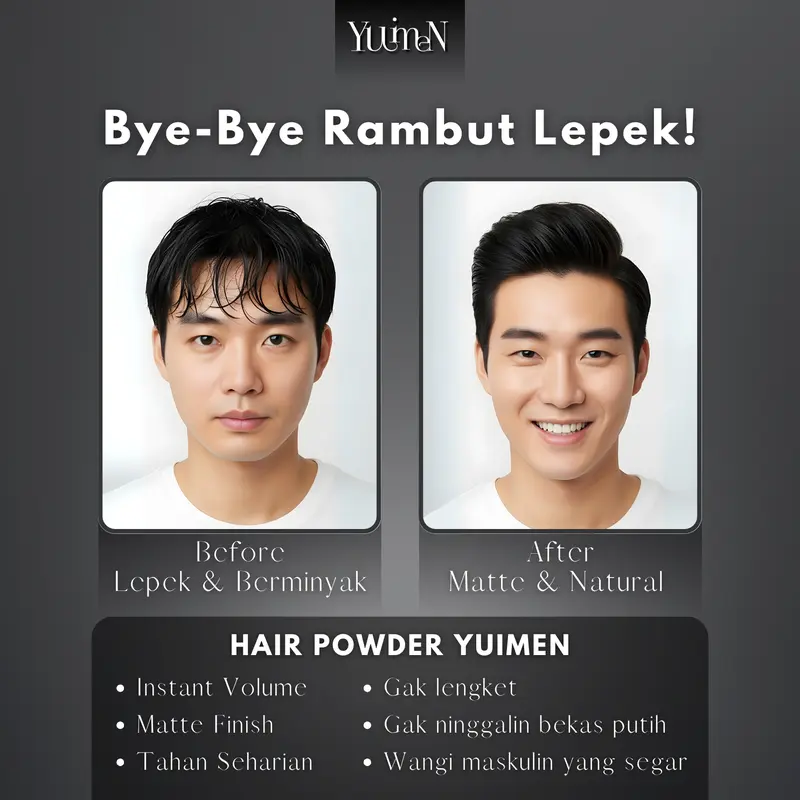 YUIMEN Hair Powder Premium Aroma Grape + Gratis Sisir Plastik + Rambut Bervolume dan Perawatan Rambut Berminyak atau Lepek 3