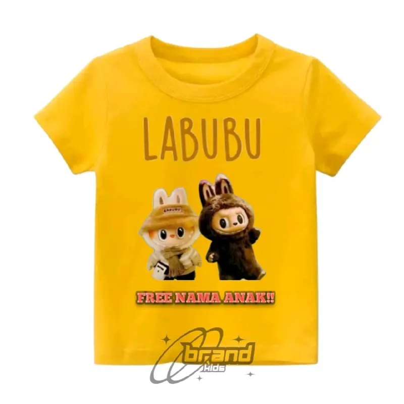 Baju kaos atasan anak gambar labubu, bahan premium 100% free cetak nama!! 5