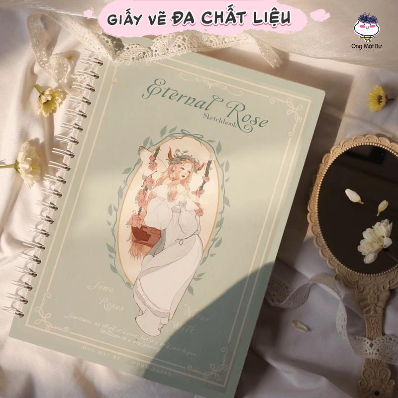  Sổ Vẽ Đa Chất Liệu Ong Mặt Bự - Sổ Phác Thảo Enternal Rose - Sketchbook Không Kèm Tài Liệu Vẽ 