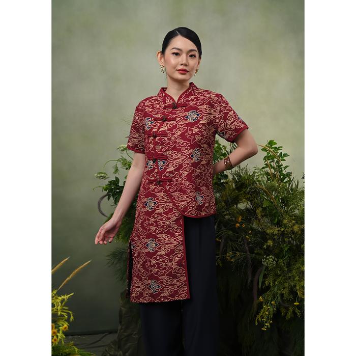 Gambar NONA RARA - Kimona Dobi Cirebon T5351, Baju kerja batik blouse wanita modern - S dari Nona Rara Batik Kota Administrasi Jakarta Timur Tokopedia