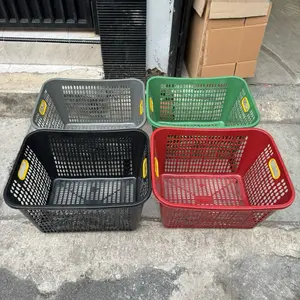 Keranjang Pajero | Keranjang Baju | Keranjang Baju Loundry | Keranjang Serbaguna List Kuning Gagang Hitam Abu Hijau Merah Biru