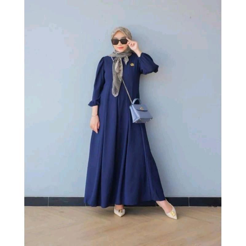 Gamis karin krinkle airfloww premium.dres terbaru masa kiginian Cantik Crinkle Karet Nyaman Muslim Wanita Mewah Remaja 4