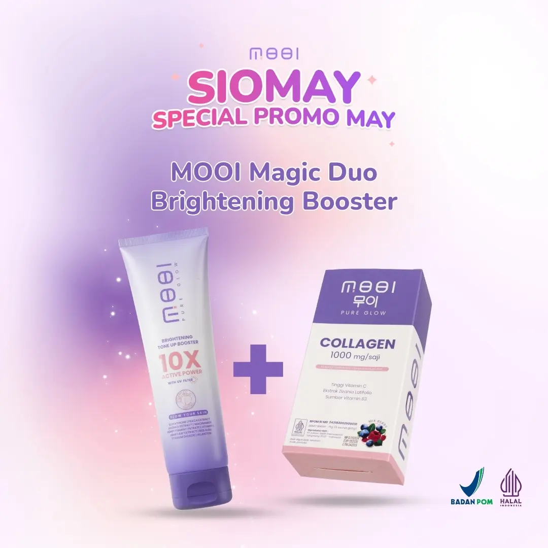 MOOI Magic Duo Brightening Booster Luar dan Dalam : Tone Up Lotion, Collagen