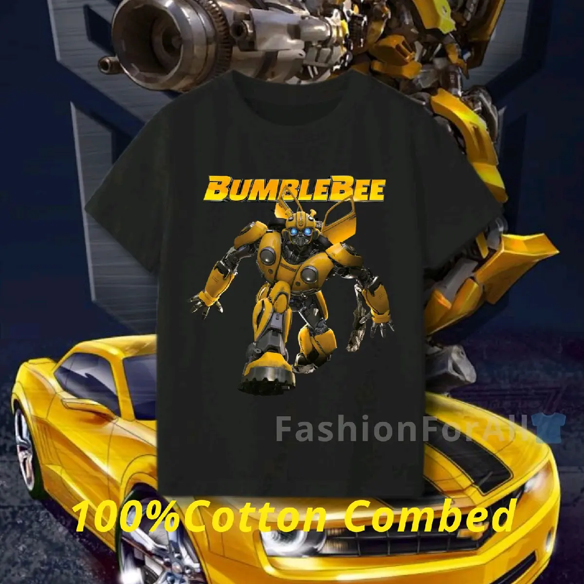 Baju Kaos Atasan Anak Laki-laki Anak perempuan Motif BUMBLEBEE TRANSFORMERS Lengan Pendek Quality Premium bahan COTTON COMBED 30s Sablon DTF Fashion umur 3-4 tahun (m) hitam set>2 kaos  distro cartoon  kaos kaos  anak
