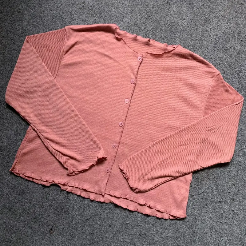 Cardigan Waffer Dan korean Style Rib Crop Top Wanita Lengan panjang Atasan wanita Cantik Tebal Dan premium 8