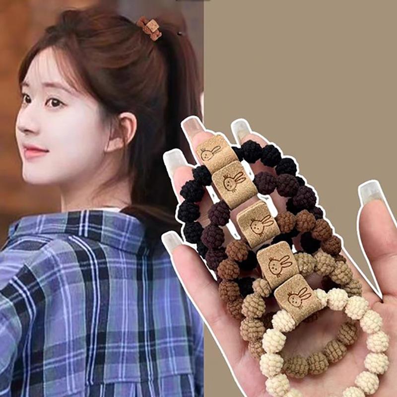  Dây Buộc Tóc Đuôi Ngựa Bện Cho Nữ 5 Cái Màu Cà Phê Dây Thừng Búi Tóc Co Giãn Bóng Dây Buộc Tóc Phụ Kiện Tóc 