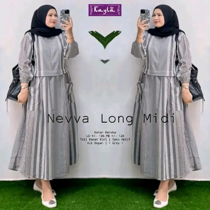 Neva long midi dress wanita bahan katun haruka Midi 0
