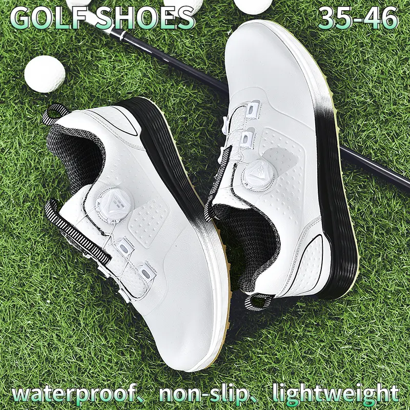 Business Classic Pro Men's Golf Shoes Spikeless Professional Golf Shoes for Men White Waterproof Casual Golf Walking Sneakers
