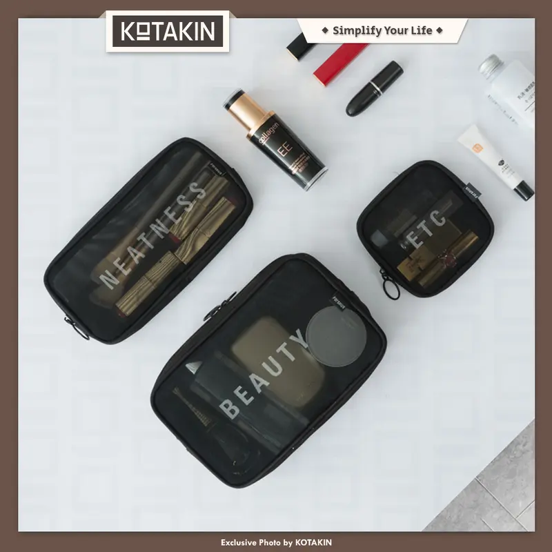 KOTAKIN Tas Make Up Pouch Travel Washbag Kosmetik Organizer Jaring Penyimpanan Multifungsi 2