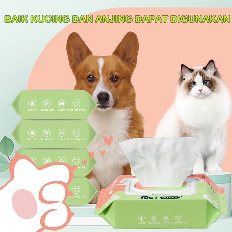 Tisu Basah Pembersih Kucing Anjing Grooming Hewan Murah Handuk Tissue 80Pcs/Bungkus