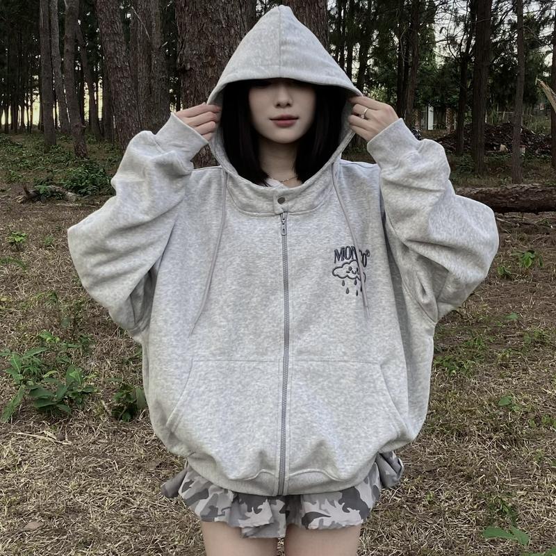 Áo Khoác Hoodie Zip Chống Nắng Mùa Hè Mon Studio THÊU NỔI 3D ĐÁM MÂY , Vải Nỉ Ép Dành Riêng Cho Hè Nắng Nóng, Form Boxy Unisex Nam Nữ Đều Mặc Được, Có Túi Trong
