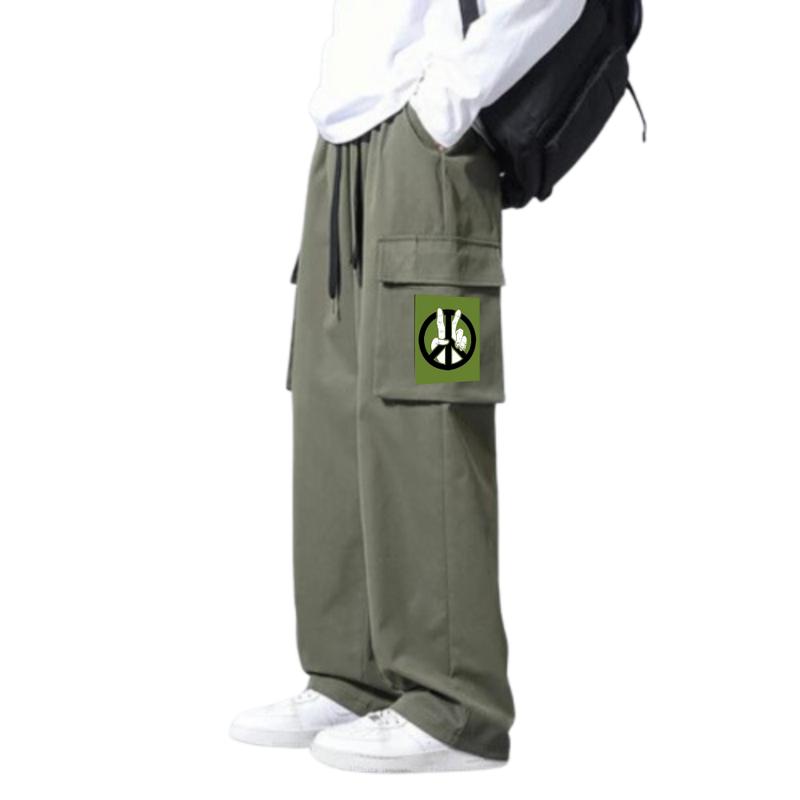 Celana Cargo Panjang Pria Loose Pants Fashion Oversize Korean Style - Hitam - Formal 4