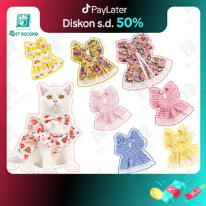 Baju Kucing Dress Bahan Katun Tambah Busur Terlucu Baju Anjing Kelinci Lucu Murah Size XS XL