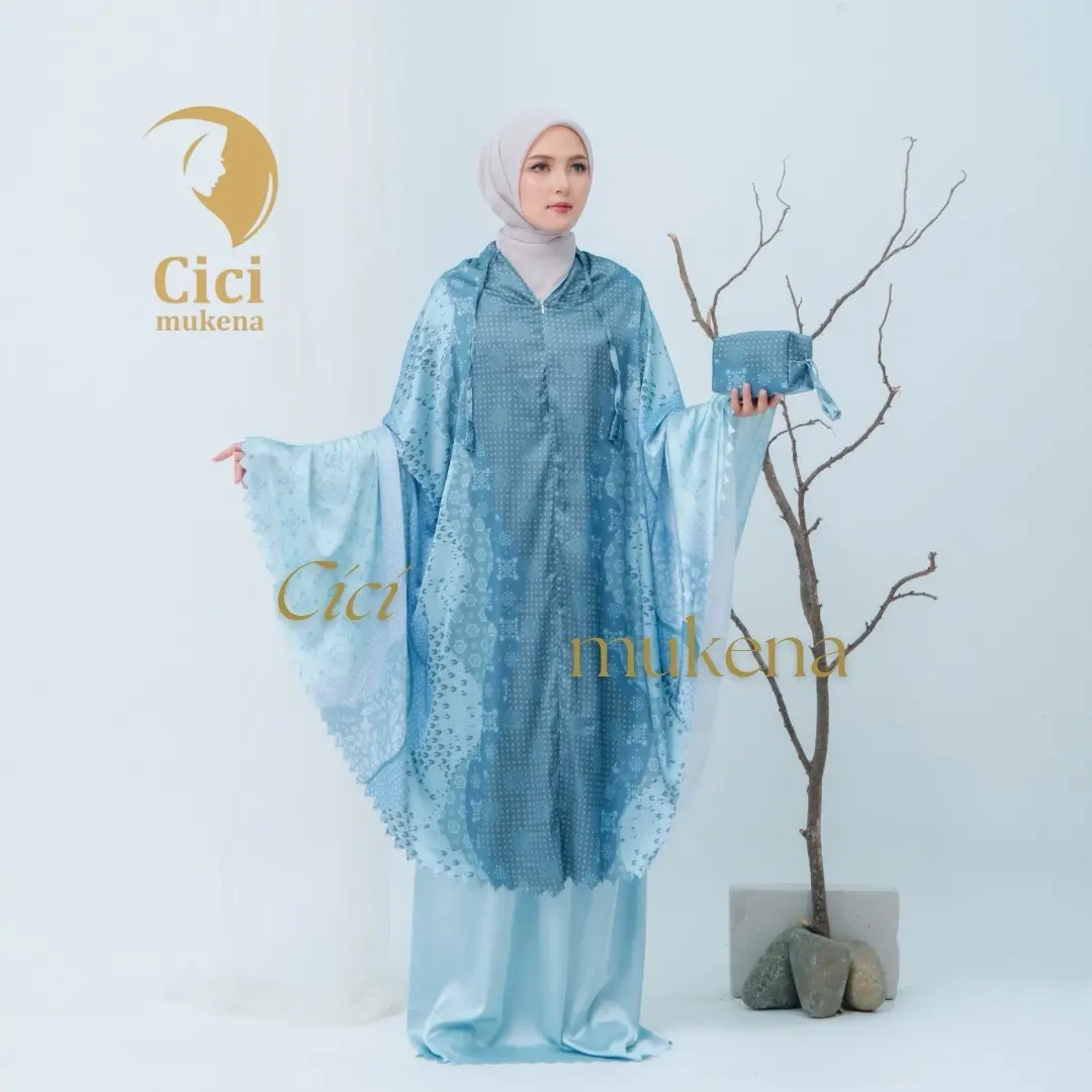 Mukena aramny silk Ainun Cicimukena 2 in 1 Travel dewasa  armany Printing premium laser cutting zipper  Motif