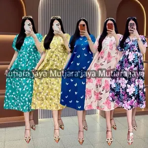 Paket Usaha Daster 100 rb dapat 4 daster standar Bahan Rayon Motif Random dan Warna bisa reques Busui Home Dress Ld 110 Plum Blossom Jade Purple