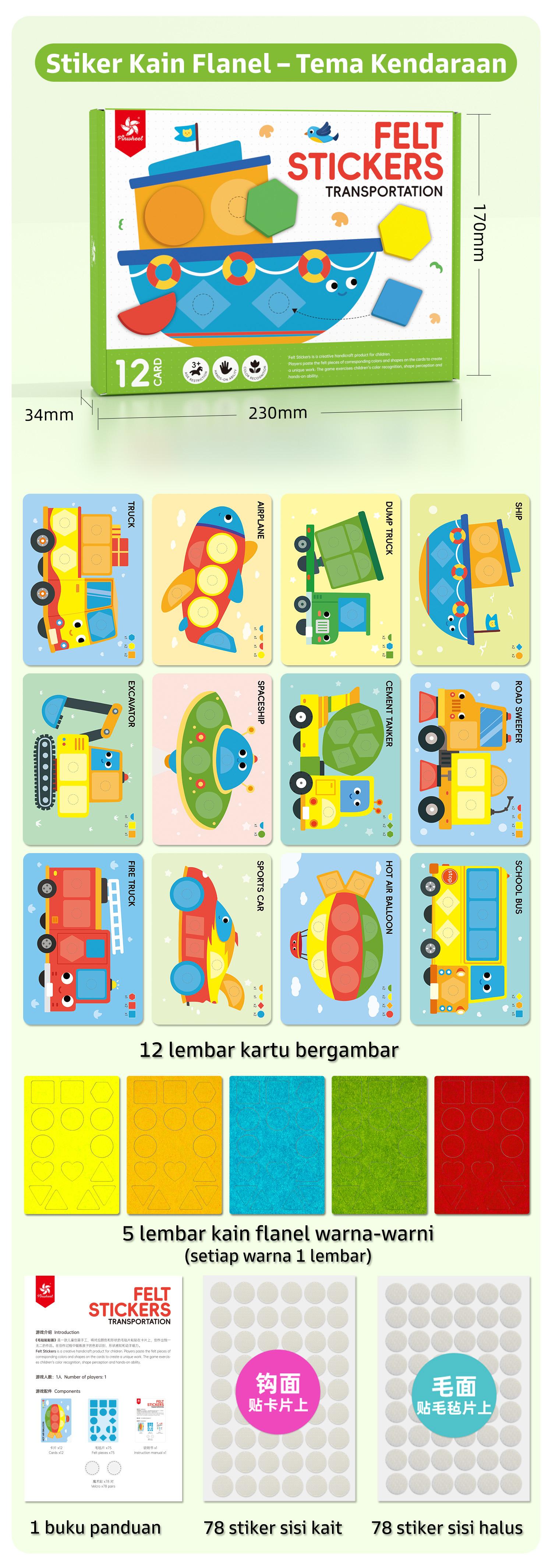 Pinwheel Felt Sticker DIY Mainan Edukasi Anak Stiker Busa Lembut Berwarna Kreatif Untuk Usia 3 Tahun Ke Atas