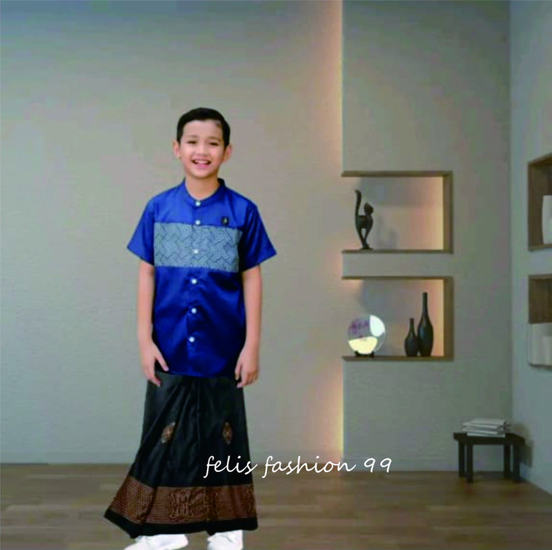 Felis fashion 99 - Setelan sarung dan baju koko anak laki-lakipaket lengkap sarung dan baju koko anak laki-laki Katun Muslim 6