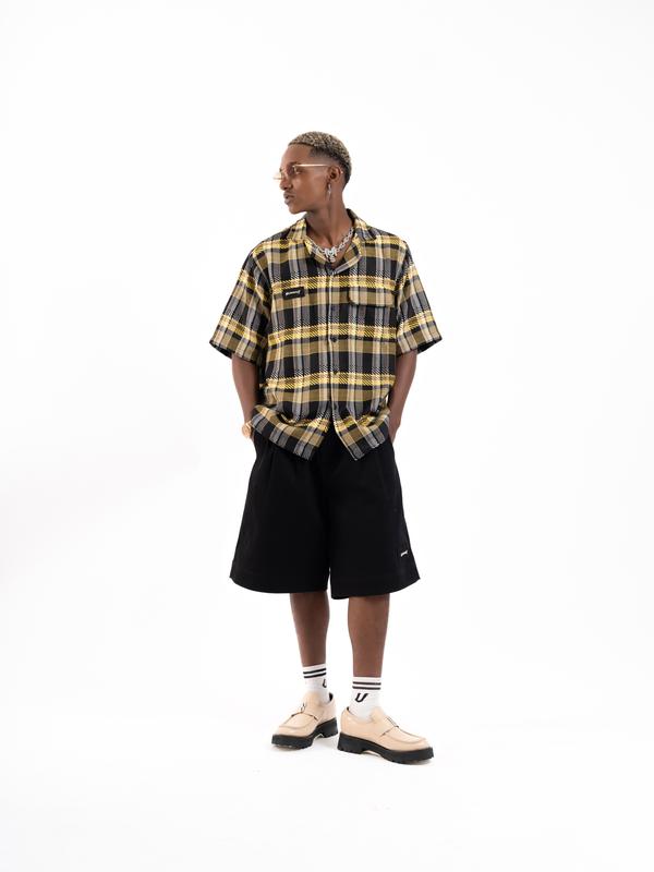  Áo Sơ Mi URBAN MONKEY Medellin Shirt Vải Tweed màu vàng đen Form Oversize Nam Nữ Local Brand 