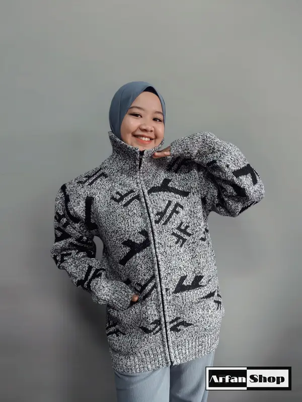 Jaket Rajut Resleting Leher Tinggi Tebal Premium Pria Wanita | Sweater Knit Zipper Turtleneck Motif Saku | Knitwear Baju Hangat Ibu 5