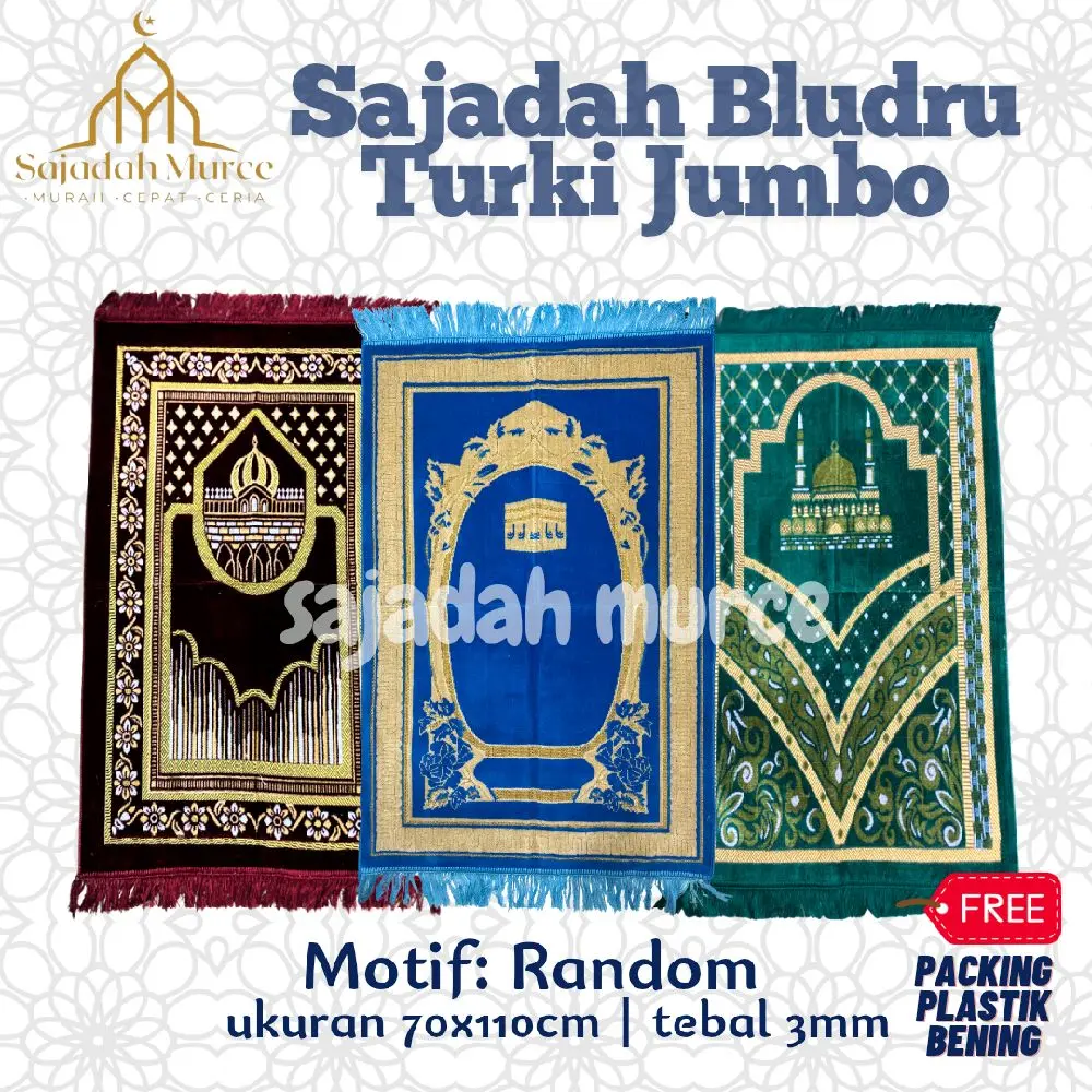 Sajadah Bludru Turki Jumbo Ukuran 70 x 110 - Motif Muslim